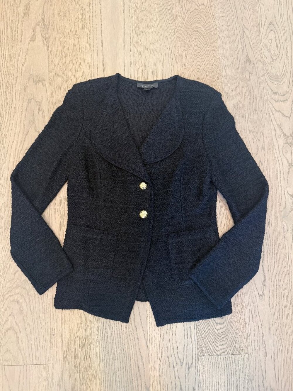 Vintage St. John Collection Black Wool Knit Blazer Size 8